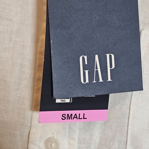New Gap Women's Bright White Button-Up Shirt S Linen blend Capsule Beach top - Picture 8 of 15